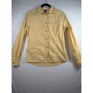 The North Face Womens Yellow Nylon Hiking Travel Button Down Shirt Sz M outdoors